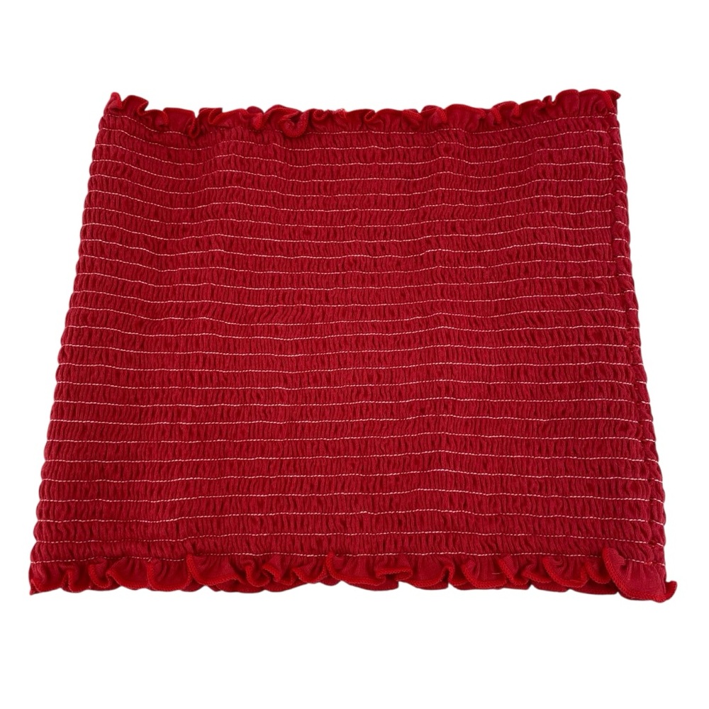 John Galt Red Smocked Strapless Tube Top One Size Fits XS-Small Stretchy